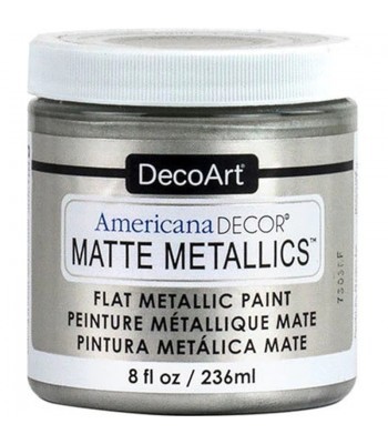 DecoArt Americana Decor Soft Silver Matte Metallics Craft Paints. 8oz
